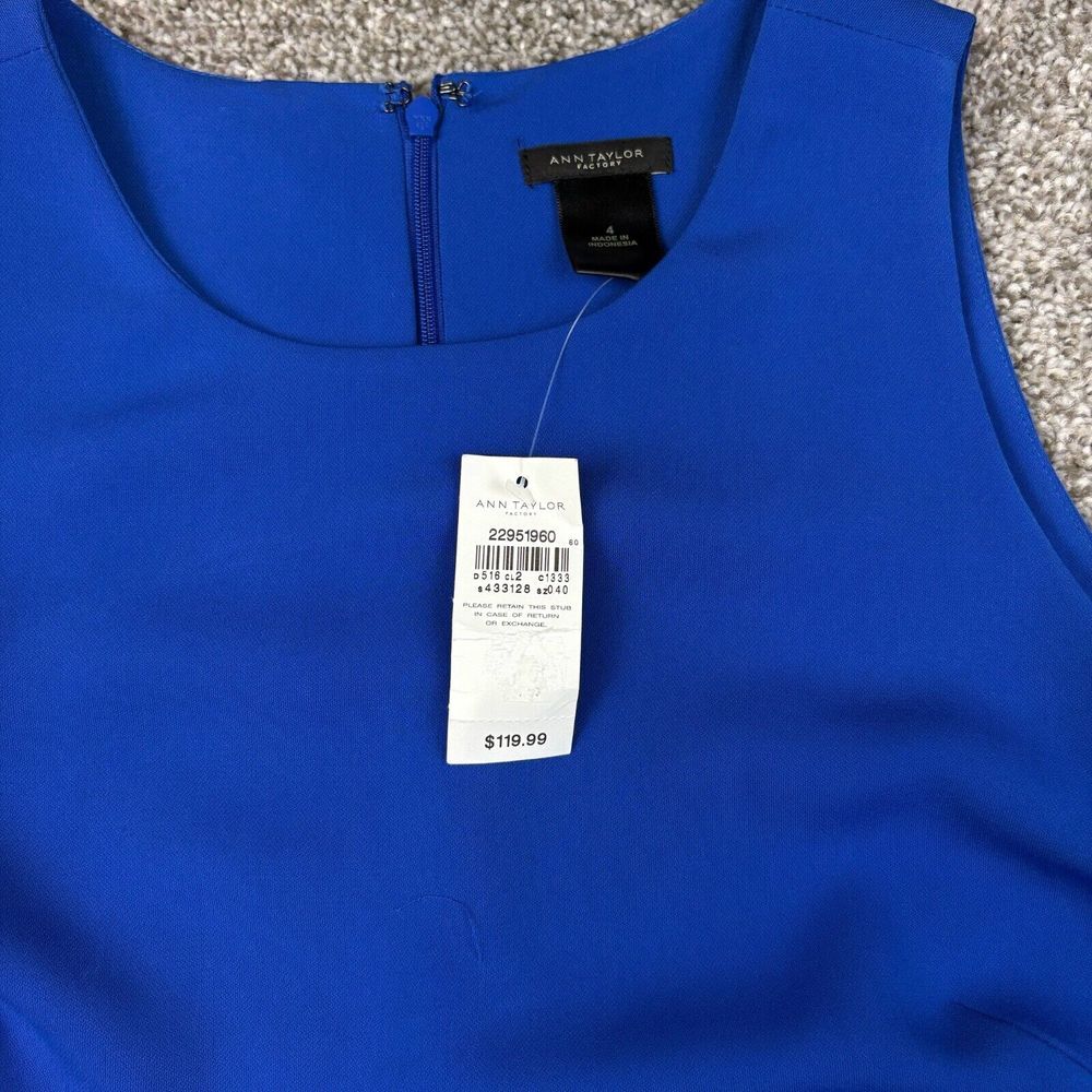 NEW Ann Taylor Factory Dress Women's 4 Cobalt Blue Midi Ruffled Hem Classy - Picture 5 of 8